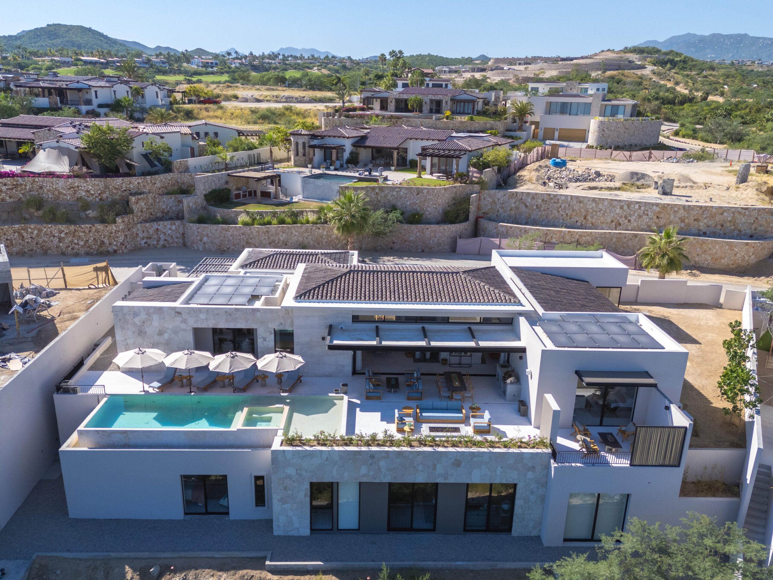 Palmilla Palmilla Estates Welcome to the epitome of opulence and functionality! This sprawling 5-bedroom, 6-bathroom estate nestled in the prestigious Palmilla Estates offers an unparalleled blend of elegance and efficiency.Bedrooms: Five spacious bedrooms designed for comfort and privacy, providing ample space for relaxation and rejuvenation.Bathrooms: Six beautifully appointed bathrooms, each exuding sophistication and convenience.Efficient Design: Meticulously crafted to embrace modern efficiency without compromising on luxury, ensuring sustainability and cost-effectiveness.3-Car Garage: A generous three-car garage providing secure parking and ample storage space for your vehicles and belongings. – Oasis Palmilla, San Jose Corridor, BS